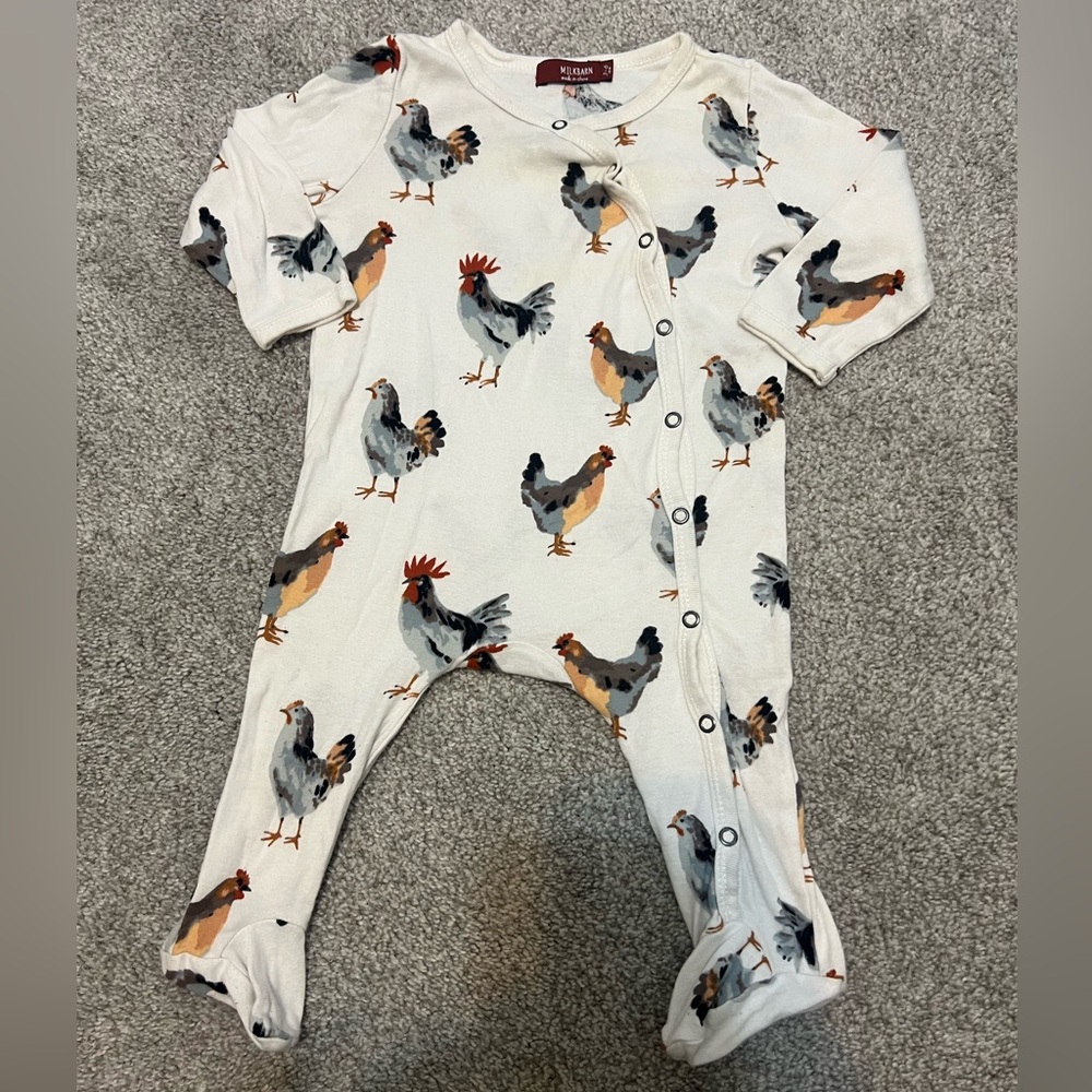 MilkBarn Rooster Footed Pajama - 3-6M